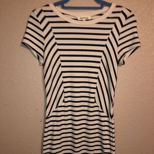 Fitted striped mid length dress